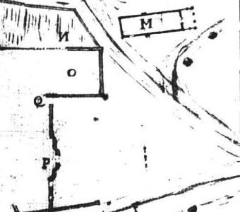 Plano de época en el que se aprecia la planta de la desaparecida ermita de San Roque, que estaba situada en el actual Parque de las Cruces