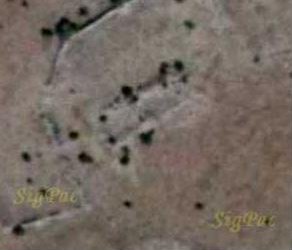 Imagen aérea de las supuestas ruinas de la ermita de Santa Librada, donde se aprecian alineamientos de piedras no casuales