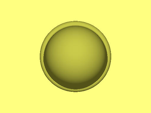 Se aprecia una forma esférica convexa rodeada de un reborde en el mismo color