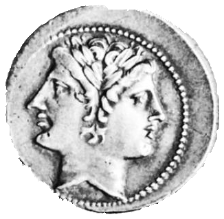 Moneda romana en la cual aparece representado Jano con una cabeza compuesta por dos rostros opuestos