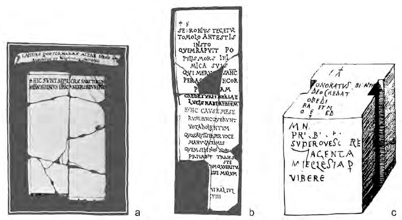 Tres conjuntos epigráficos con textos alusivos a obispos encontrados en Segobriga