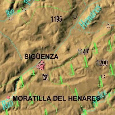 Plano donde se muestra la posición relativa de Moratilla de Henares respecto de Sigüenza