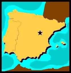 The iberian peninsula with the location of Sigüenza/La península ibérica con la situación de Sigüenza