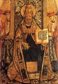 Oil on wood with possible depiction of Benedictus XIII disguised as Saint Peter/Pintura sobre tabla con posible representación de Benedicto XIII como San Pedro