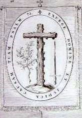 Emblema de la Inquisición, con una Cruz, una Espada y una Rama de Olivo